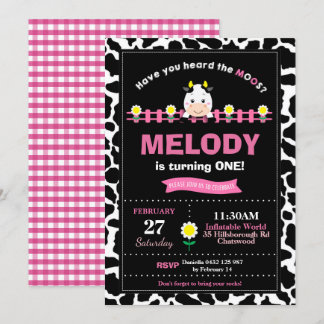 Landtiere 1. Geburtstag Party Girl Barnyard Pink Einladung