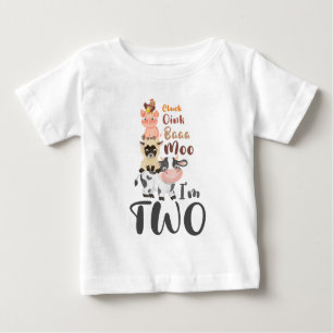 Landtiere 2. Geburtstag Niedlich Moo I m Two T - S Baby T-shirt