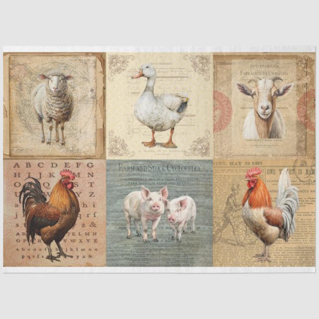 Landtiere 2 in Sammelpapier Seidenpapier (Vorderseite)