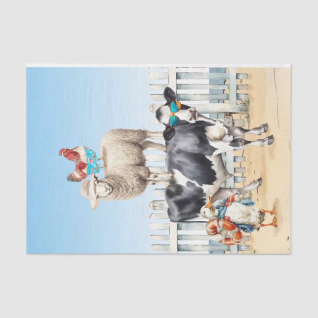 Landtiere auf Stranddecoupage Seidenpapier (Vorderseite)