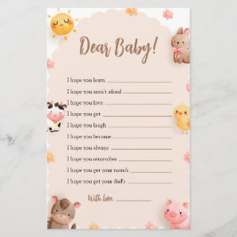Landtiere Baby Shower Game Sehr geehrte Babys Wüns