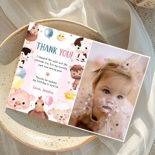 Landtiere Balloons Barnyard Danke Karte