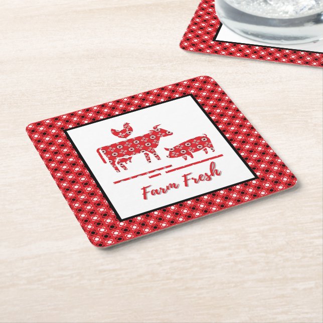 Landtiere Bandana Print Rechteckiger Pappuntersetzer (angewinkelt)