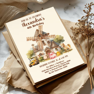 Landtiere Barnyard Bash Ranch Geburtstagsparty in Einladung