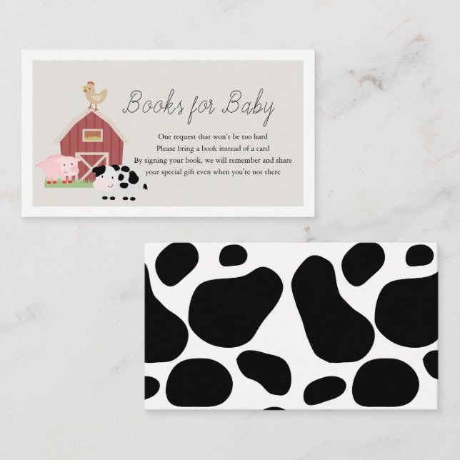 Landtiere Barnyard Beige Bücher für Babydusche Begleitkarte (Vorne/Hinten)