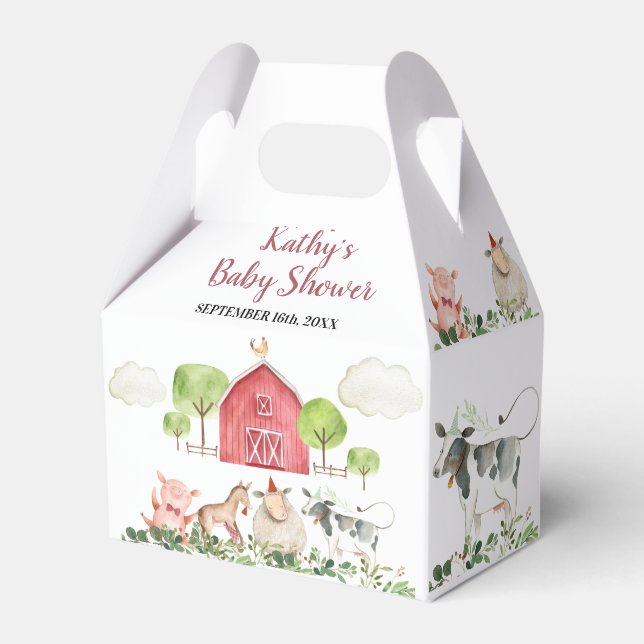 Landtiere Barnyard Birthday Baby Dusche Geschenkschachtel (Vorderseite)