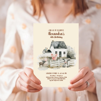 Landtiere Barnyard Birthday Einladung