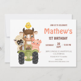 Landtiere Barnyard Birthday Einladung