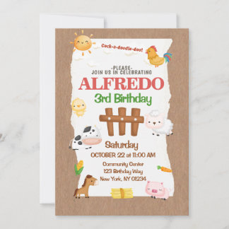 Landtiere Barnyard Birthday Einladung