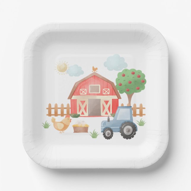 Landtiere Barnyard Birthday Pappteller (Vorderseite)