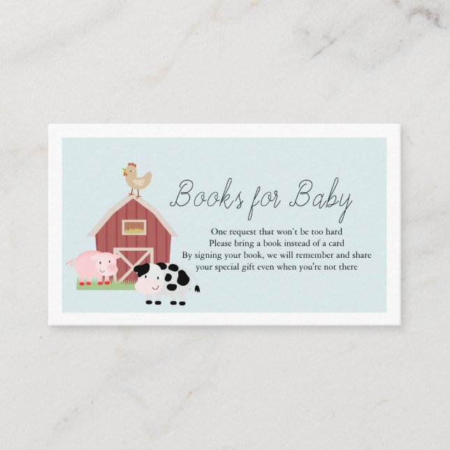 Landtiere Barnyard Blue Books for Baby Shooting Begleitkarte (Vorderseite)