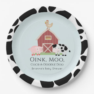 Landtiere Barnyard Blue Boy Baby Dusche Pappteller