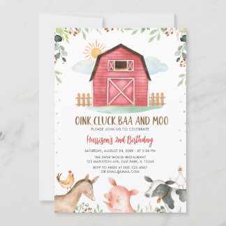 Landtiere Barnyard Boy Birthday Einladung