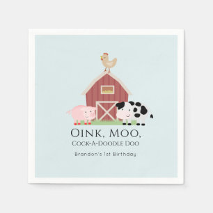 Landtiere Barnyard Boy Blue Birthday Paper Serviette