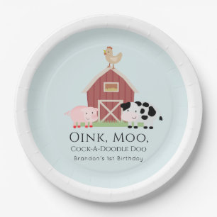 Landtiere Barnyard Boy Blue Birthday Pappteller
