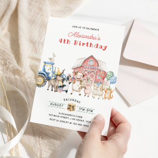 Landtiere Barnyard Geburtstagspartei Einladung