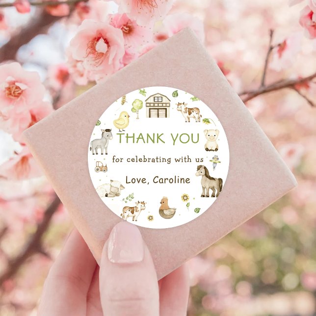 Landtiere Barnyard Geburtstagspartei Runder Aufkleber (Von Creator hochgeladen)