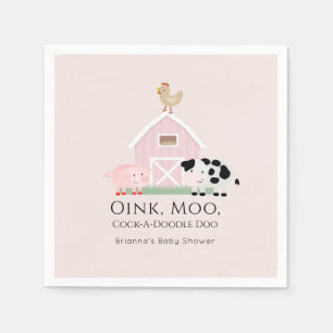 Landtiere Barnyard Girl Pink Babyduschpapier Serviette