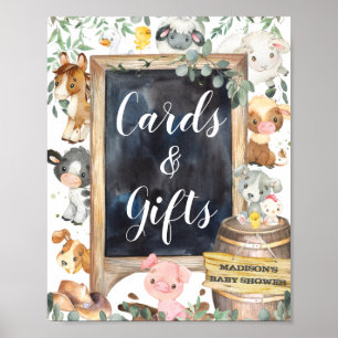 Landtiere Barnyard Grünflächen Karten und Geschenk Poster