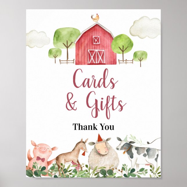 Landtiere Barnyard Karten und Geschenke Poster (Vorne)