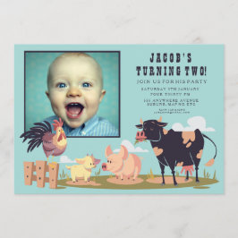 Landtiere Barnyard Kindergeburtstag Foto einladen Einladung