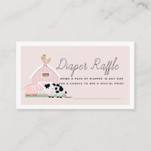 Landtiere Barnyard Pink Diaper Raffle Ticket Begleitkarte