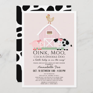 Landtiere Barnyard Pink Drive-by Baby Shower Einladung