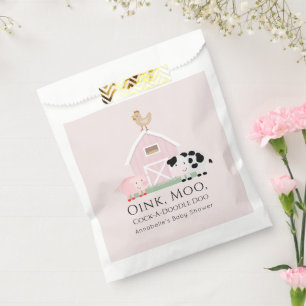 Landtiere Barnyard Pink Girl Baby Dusche Geschenktütchen