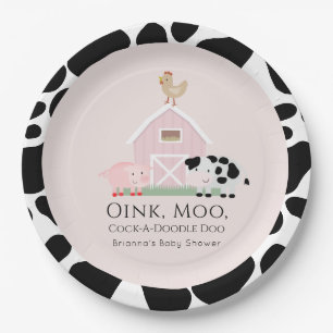Landtiere Barnyard Pink Girl Babydusche Pappteller