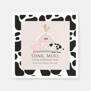 Landtiere Barnyard Pink Girl Babyduschpapier Serviette