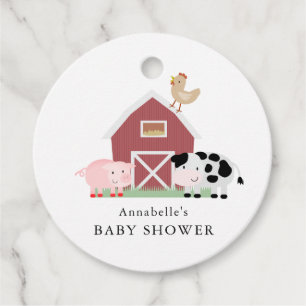 Landtiere Barnyard White Baby Dusche Vielen Dank Geschenkanhänger