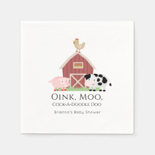 Landtiere Barnyard White Baby Showpapier Serviette