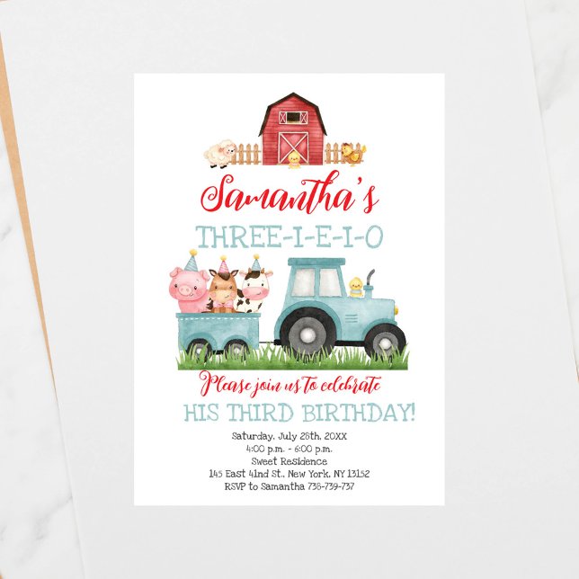 Landtiere Blue Boy Barnyard Geburtstagspartei Einladung (Von Creator hochgeladen)