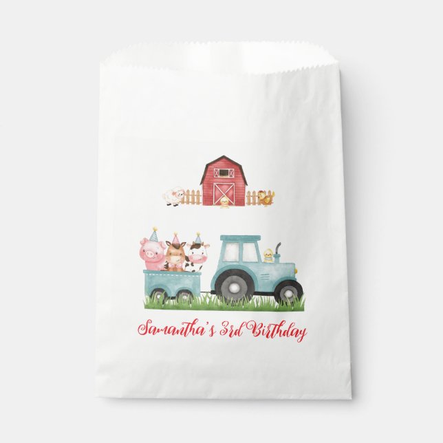 Landtiere Blue Boy Barnyard Geburtstagspartei Geschenktütchen (Vorderseite)