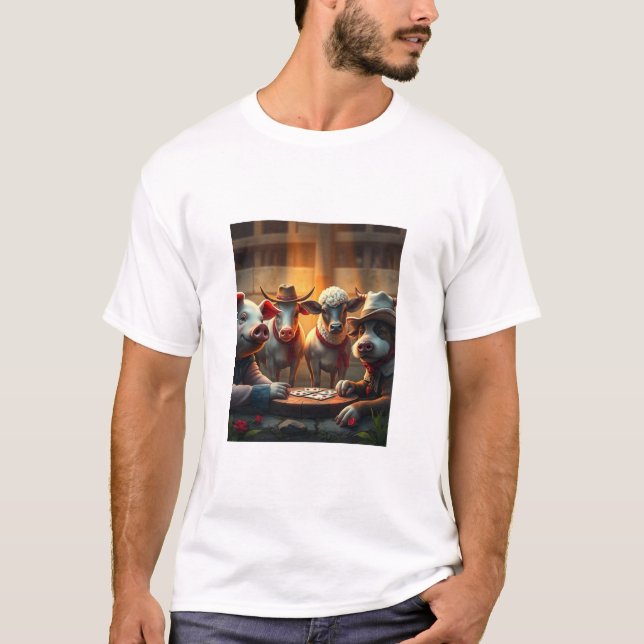 LANDTIERE, DIE KARTEN SPIELEN T-Shirt (Vorderseite)
