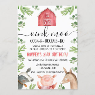 Landtiere Foliage 2. Geburtstag Einladung