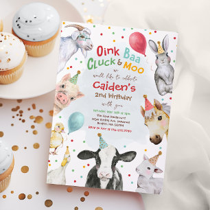 Landtiere Geburtstagsjunge Barnyard Geburtstagspar Einladung