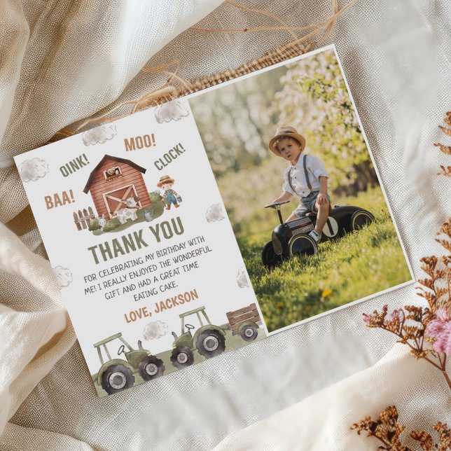 Landtiere Geburtstagsparty Foto Dankeskarte (Von Creator hochgeladen)