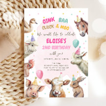 Landtiere Girl Pink Gingham Barnyard Geburtstag