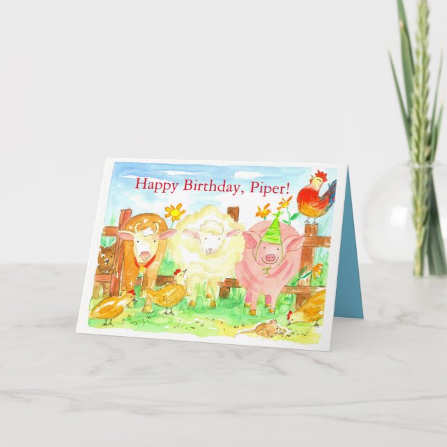 Landtiere glücklich zum Geburtstag Karte (Vorderseite)