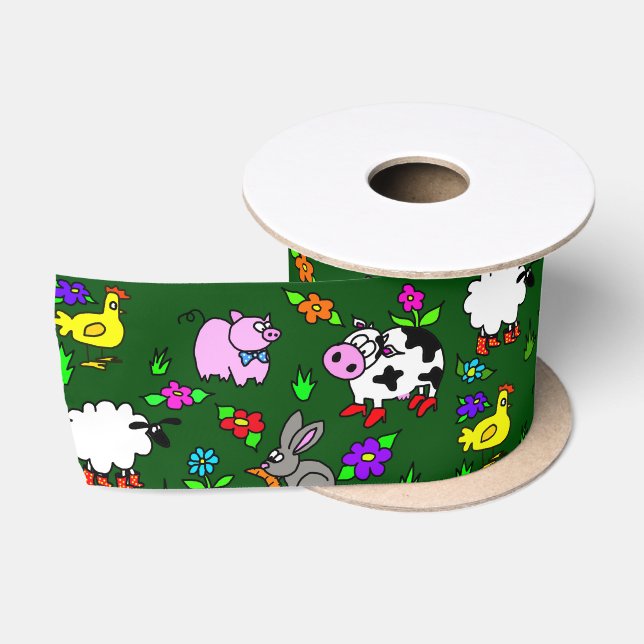 Landtiere Grüne Schleife Satinband (Spule)