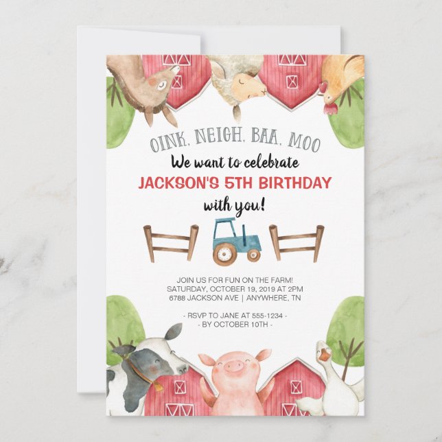 Landtiere Junge Einladungen zum Geburtstag (Vorderseite)