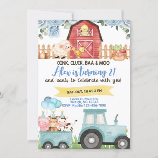 Landtiere Junge Geburtstagseinladung. Einladung