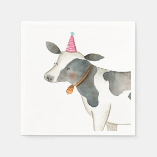 Landtiere Kühe Mädchen Geburtstag Barnyard Rosa Serviette