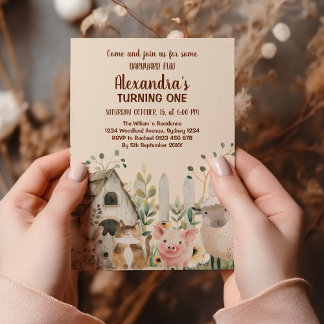 Landtiere Land 1. Geburtstag Einladung