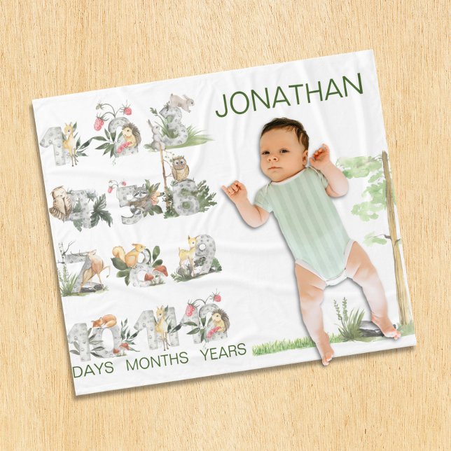 Landtiere mit eigener Zahl Meilensteinzeit Fleecedecke (Von Creator hochgeladen)