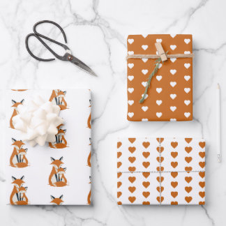 Landtiere mit Herzmuster Geschenkpapier Set