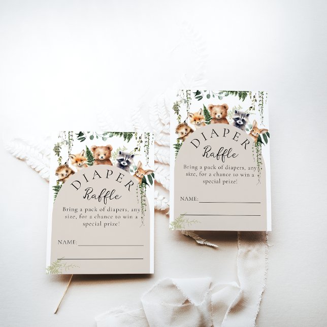 Landtiere Moderne Babydusche Windeln Begleitkarte (Von Creator hochgeladen)