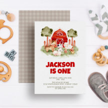 Landtiere Niedlich Wasserfarben Junge 1. Geburtsta