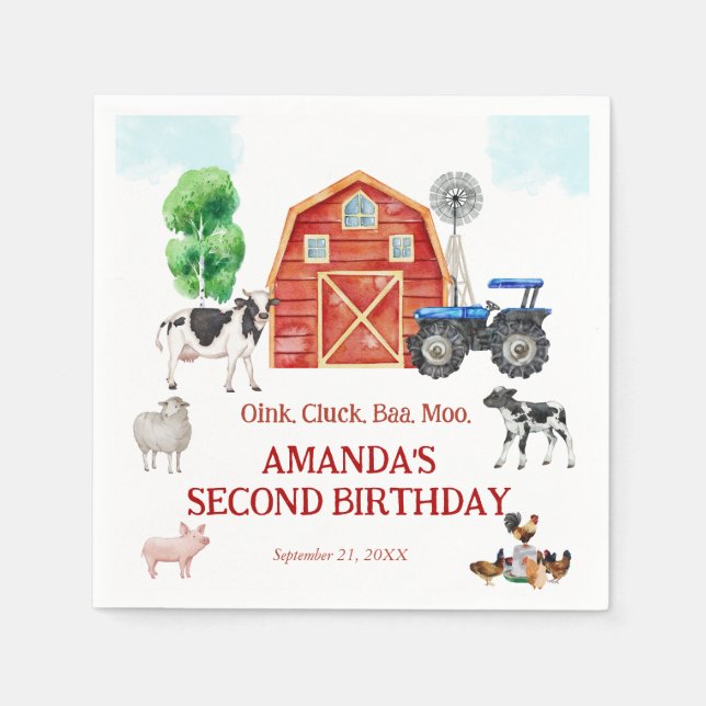 Landtiere Niedliche rote Barnyard-Farm Serviette (Vorderseite)